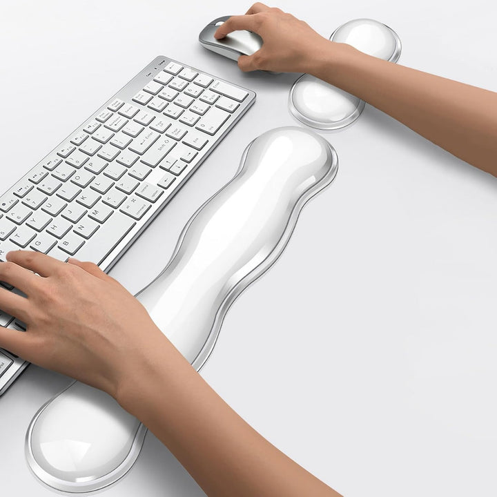 GIBZ Handgelenkauflage Tastatur Silikon, Handballenauflage Maus Gel Transparent Rutschfest, Handaufl