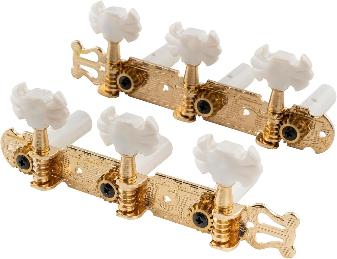 Musiclily Pro 3 auf einer Platte Lyra Style Mechaniken Set für Konzertgitarre,Gold Schmetterlingskno