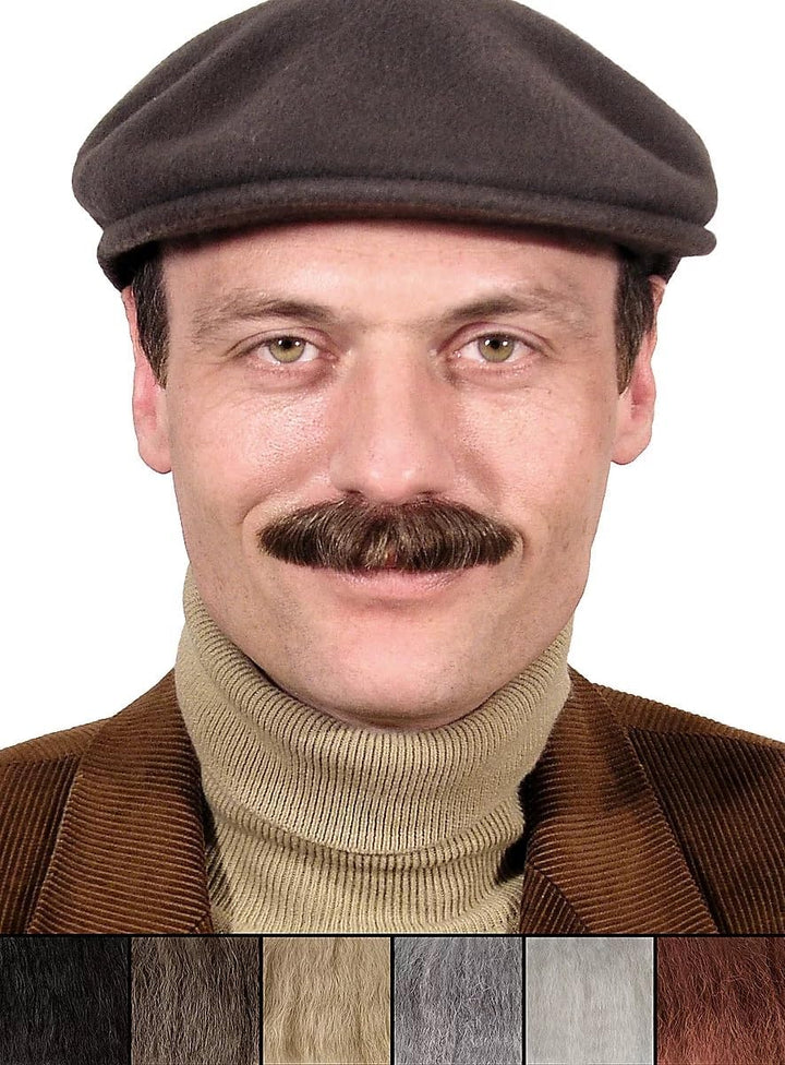 Maskworld Schnäuzer - Professioneller Oberlippenbart aus Echthaar - Schnurrbart braun - Kostüm Zubeh