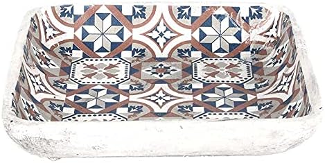 Esschert Design AC182 Vogeltränke, portugiesische Fliesen, Orange, Blau, Grau
