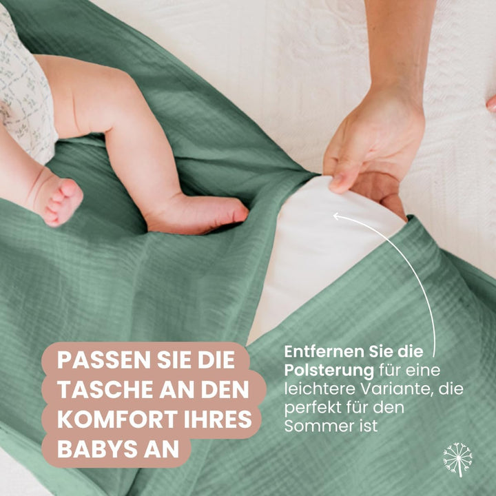 MIMUSELINA Fusssack Babyschale | Ganzjährige Einschlagdecke Winter/Sommer mit Herausnehmbarem Futter