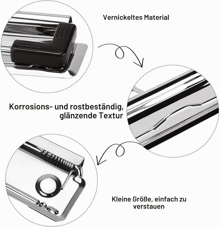 12 Stück Montierbare Clips, Clip für Klemmbrett, Zwischenablage Klemmen, Halterung Klemmbrett Klemme