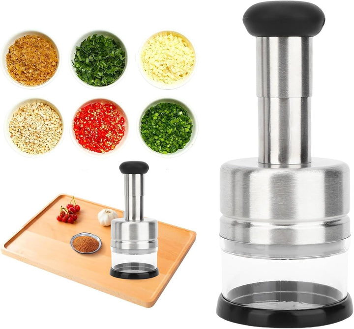 Multifunktionales Handdruck-Zwiebelschneidegerät, Edelstahl-Zwiebelhacker, Knoblauchpresse, Küchenut