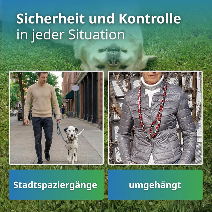 Geflochtene Hundeleine für mittelgrosse und grosse Hunde bis 60 kg | Kurze Führleine | 1,20 m lang |