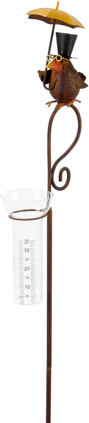 NETPROSHOP Regenmesser Rabe oder Frosch am Stab H: ca. 120 cm aus Metall u. Glas, Auswahl:Rabe Klein