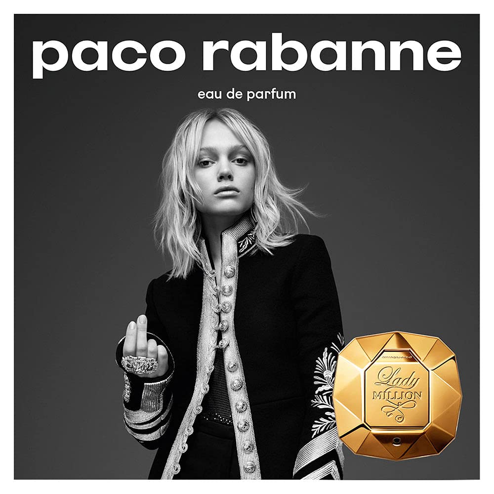 Paco Rabanne Lady Million Eau De Parfum Spray für Damen Pack (1x 80 ml) Orange, Himbeere, Neroli 80