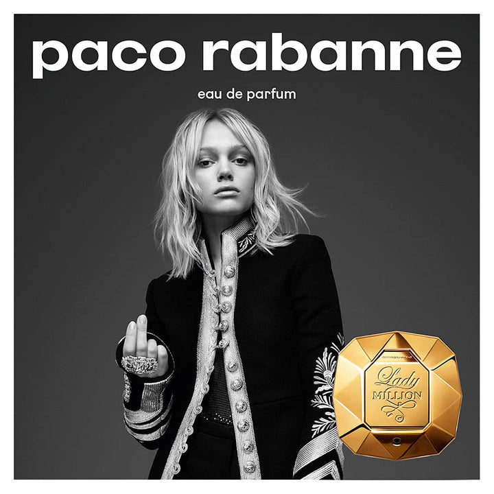Paco Rabanne Lady Million Eau De Parfum Spray für Damen Pack (1x 80 ml) Orange, Himbeere, Neroli 80