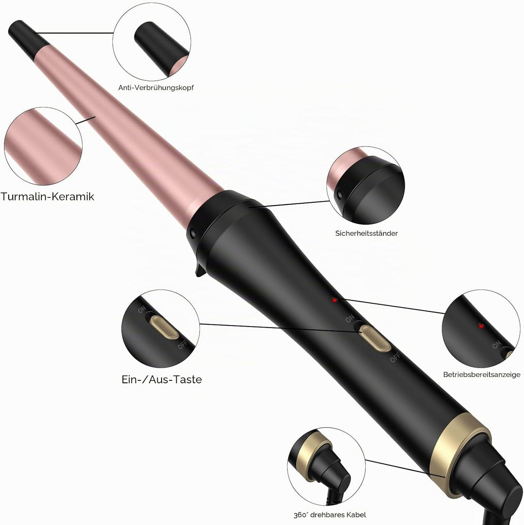 Konischer Lockenstab aus Keramik für Natürliche Wellen Locken Conical Curling Wand Lockenwickler Loc
