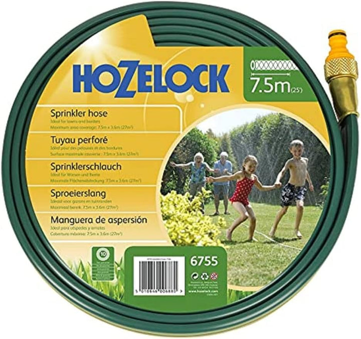 Hozelock Garten Schlauch Sprinkler-Schlauch 7,5 Meter und Grundaussattung, Bewässerungsfläche, Mehrf