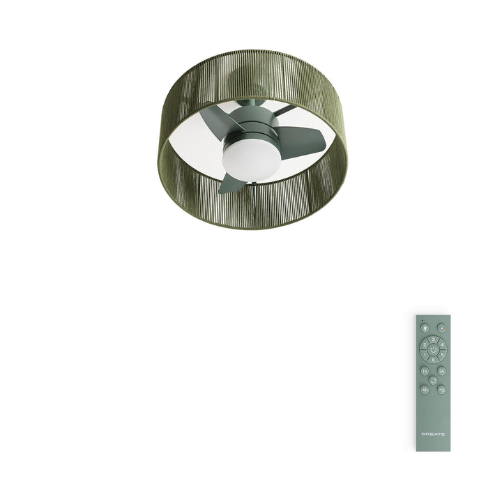 CREATE / WIND LAMP WOVEN/Deckenventilator mit Beleuchtung Salbeigrün mit Fernbedienung / 25W, Progra