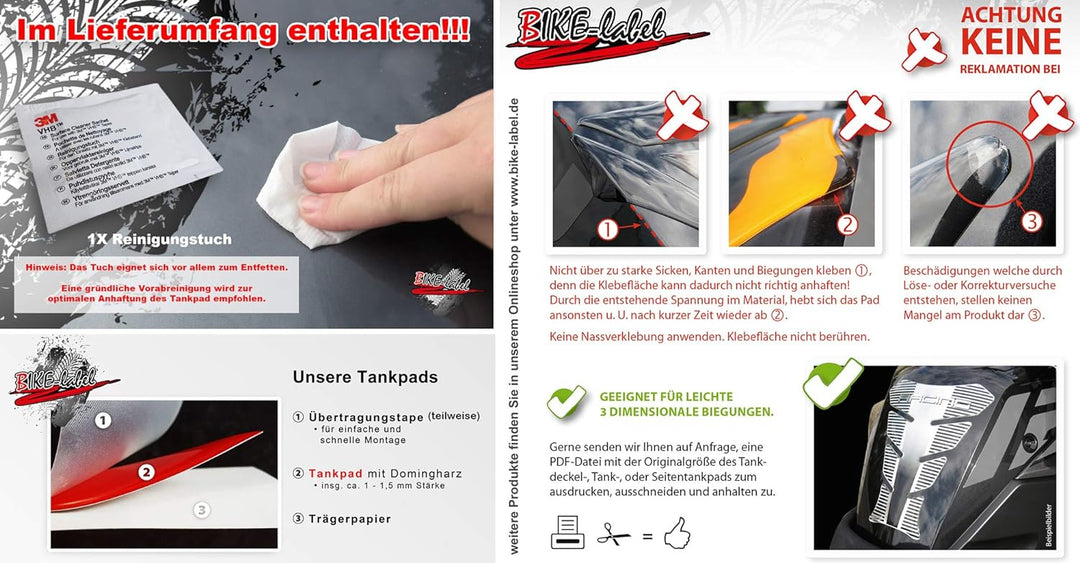 BIKE-label Seitentank Tankpad Rot kompatibel für Honda NC 750 S 800380
