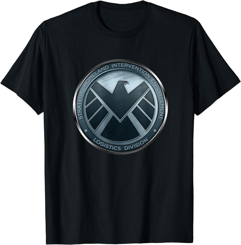 Mens Marvel Agents of S.H.I.E.L.D. Eagle Shimmer Badge T-Shirt Large Black