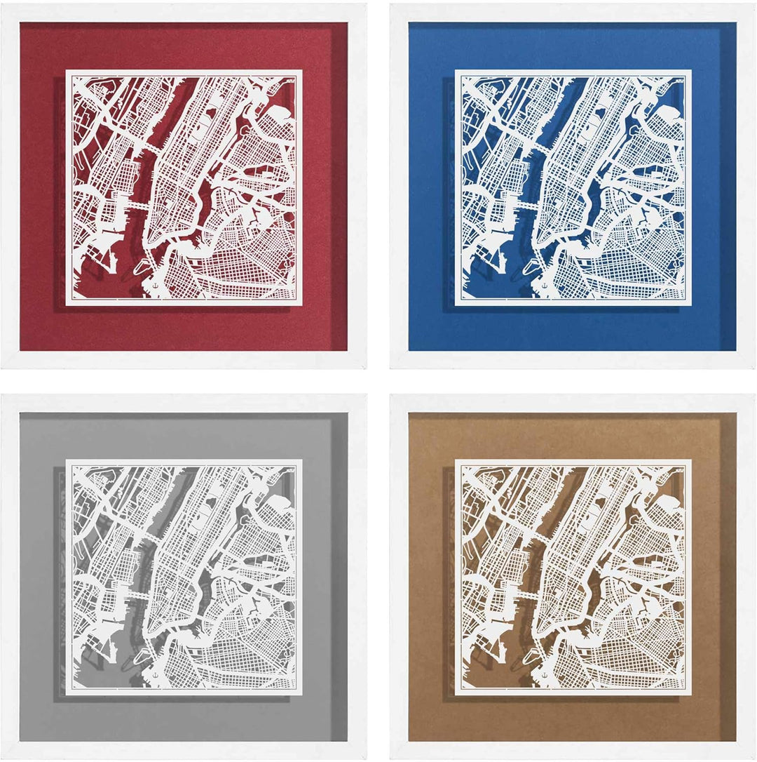 O3 DESIGN STUDIO - Marco de Papel para mapas, 22,8 x 22,8 cm, en Caja de Regalo, Fondo, autocambiant