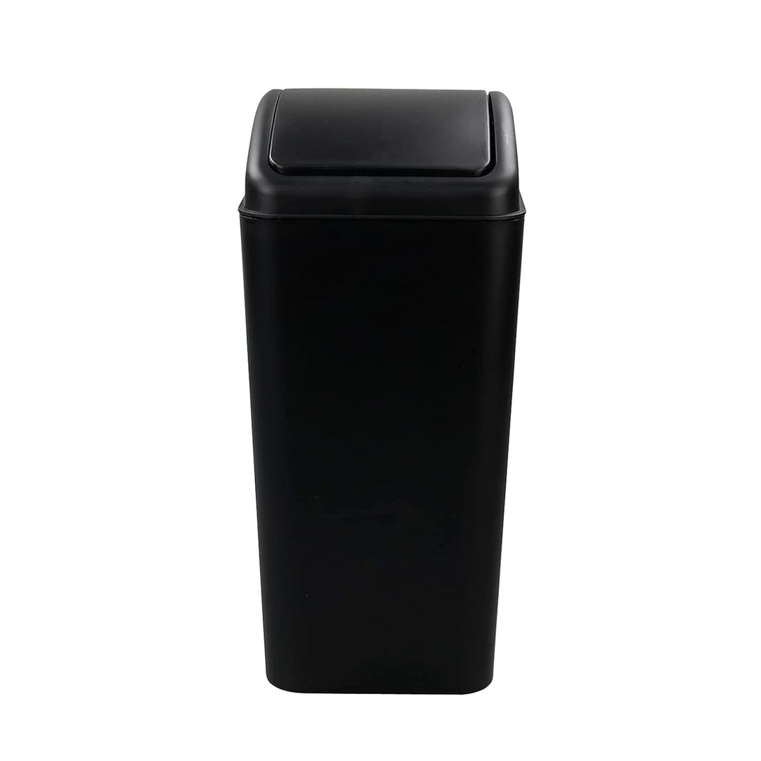 15 L Geruchshemmender Mülleimer mit Schwingdeckel, Kleiner Mülleimer mit Deckel, Schwarz, Schwarz