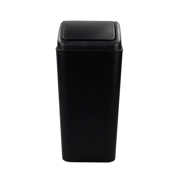 15 L Geruchshemmender Mülleimer mit Schwingdeckel, Kleiner Mülleimer mit Deckel, Schwarz, Schwarz