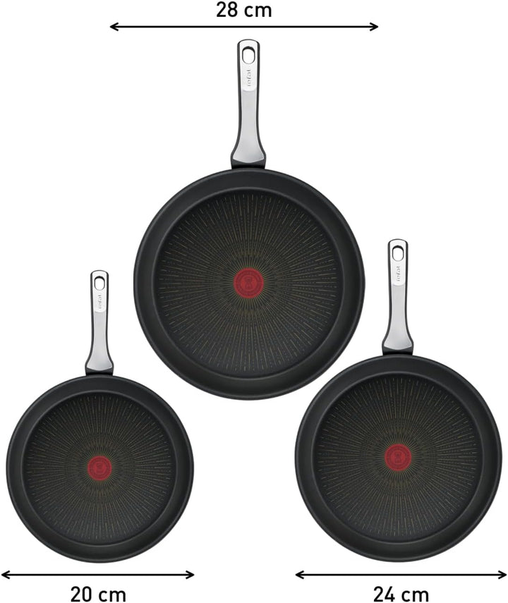 Tefal G25991 Unlimited On Pfannenset 3-teilig | mit kratzfester Titanium Antihaft-Beschichtung | The