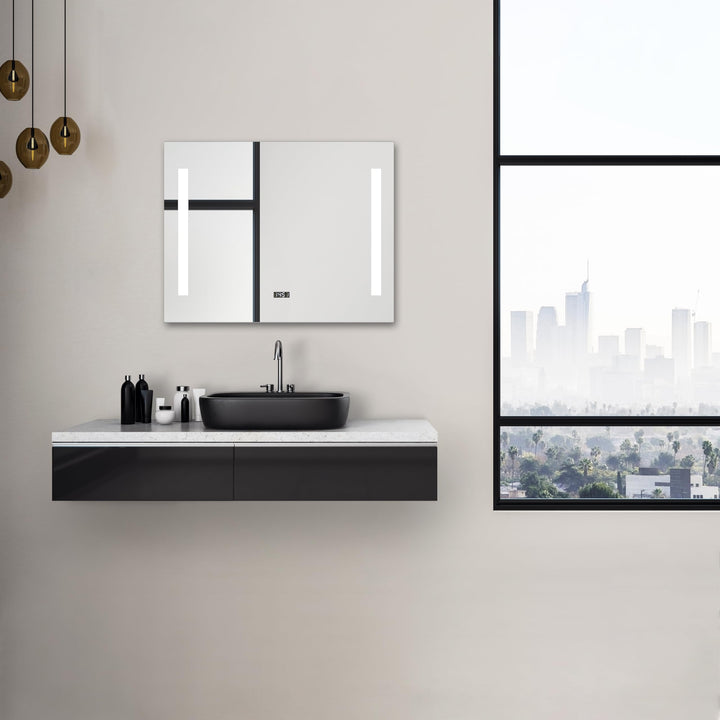 Talos Star Badspiegel mit Beleuchtung 80x60 cm – LED Badezimmerspiegel – Wandspiegel mit LED Lichtau