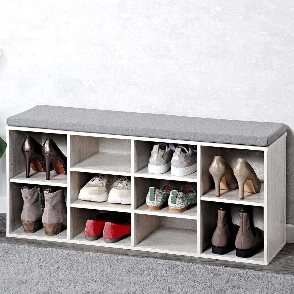 Kesper Schuhschrank mit Sitzkissen, Material: Faserplatte, Masse: B103,5 x H48 cm x L29,5 cm, Farbe: