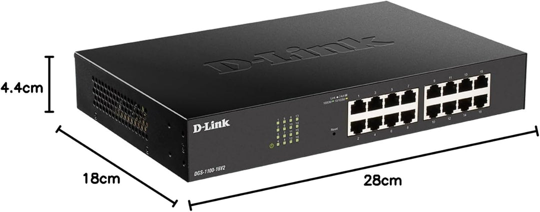 D-Link DGS-1100-16V2 16-Port Gigabit Smart Switch (10/100/1000 Mbit/S, Einfache Plug & PLAY-Installa