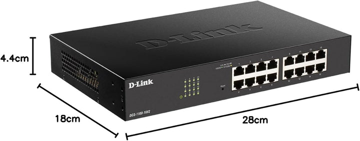 D-Link DGS-1100-16V2 16-Port Gigabit Smart Switch (10/100/1000 Mbit/S, Einfache Plug & PLAY-Installa