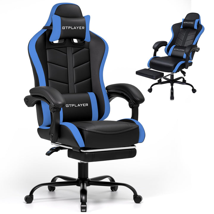 GTPLAYER Gaming Stuhl, Bürostuhl Gamer Stuhl, Ergonomischer Gamer Sessel mit Fussstütze, Gaming Chai