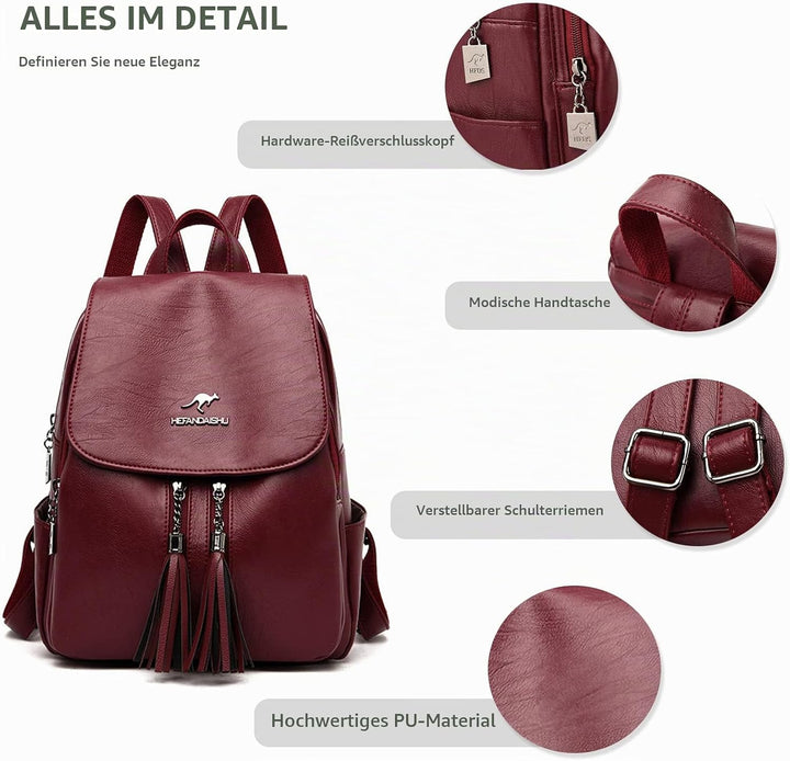 NICOLE &amp; DORIS Rucksack Damen Elegant Rucksack Anti Diebstahl Rucksackhandtaschen PU Leder Rucksäcke