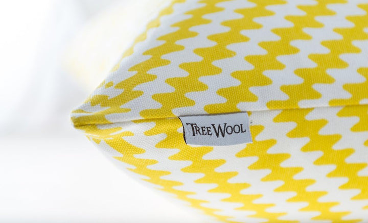 TreeWool Dekorativer Kissenbezug (60 x 60 cm, Gelb) Kaleidoskop Design 100% Baumwolle (2er Pack) 60