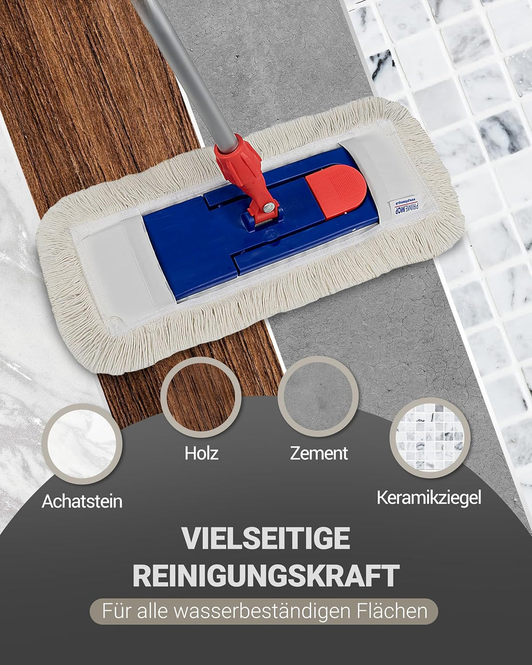 10 Profi Baumwolle Bodenwischer 40cm mit Aussenfransen - Wischmopp Bezug für effektive Gewerbe- & He