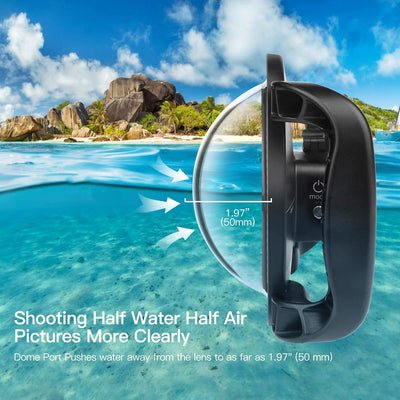 D&F Unterwasser Dome Port für GoPro Hero 11 Black/Hero 10 Black/Hero 9 Black, Integrierter Gehäuseku