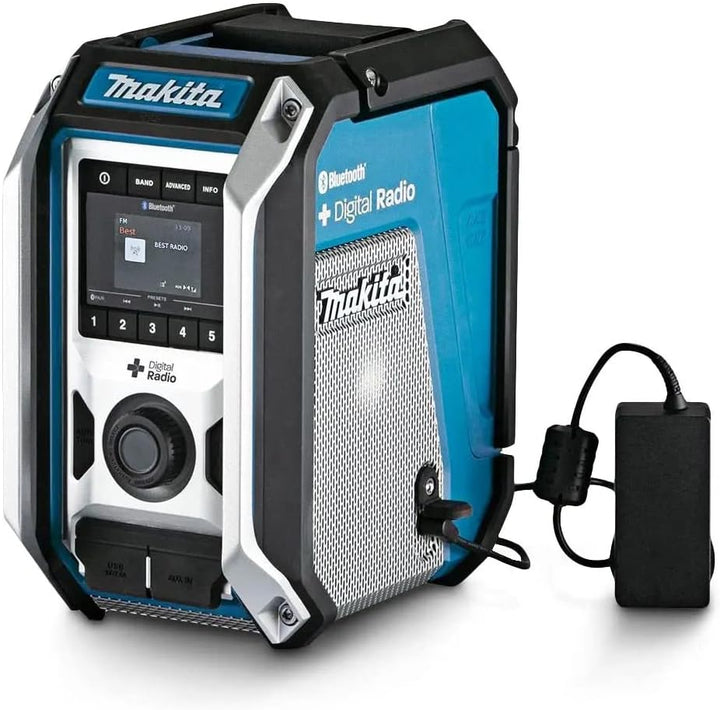 Makita DMR115 Akku-Baustellenradio (ohne Akku, ohne Ladegerät), Türkis, Schwarz, Silber & DTM52Z Akk