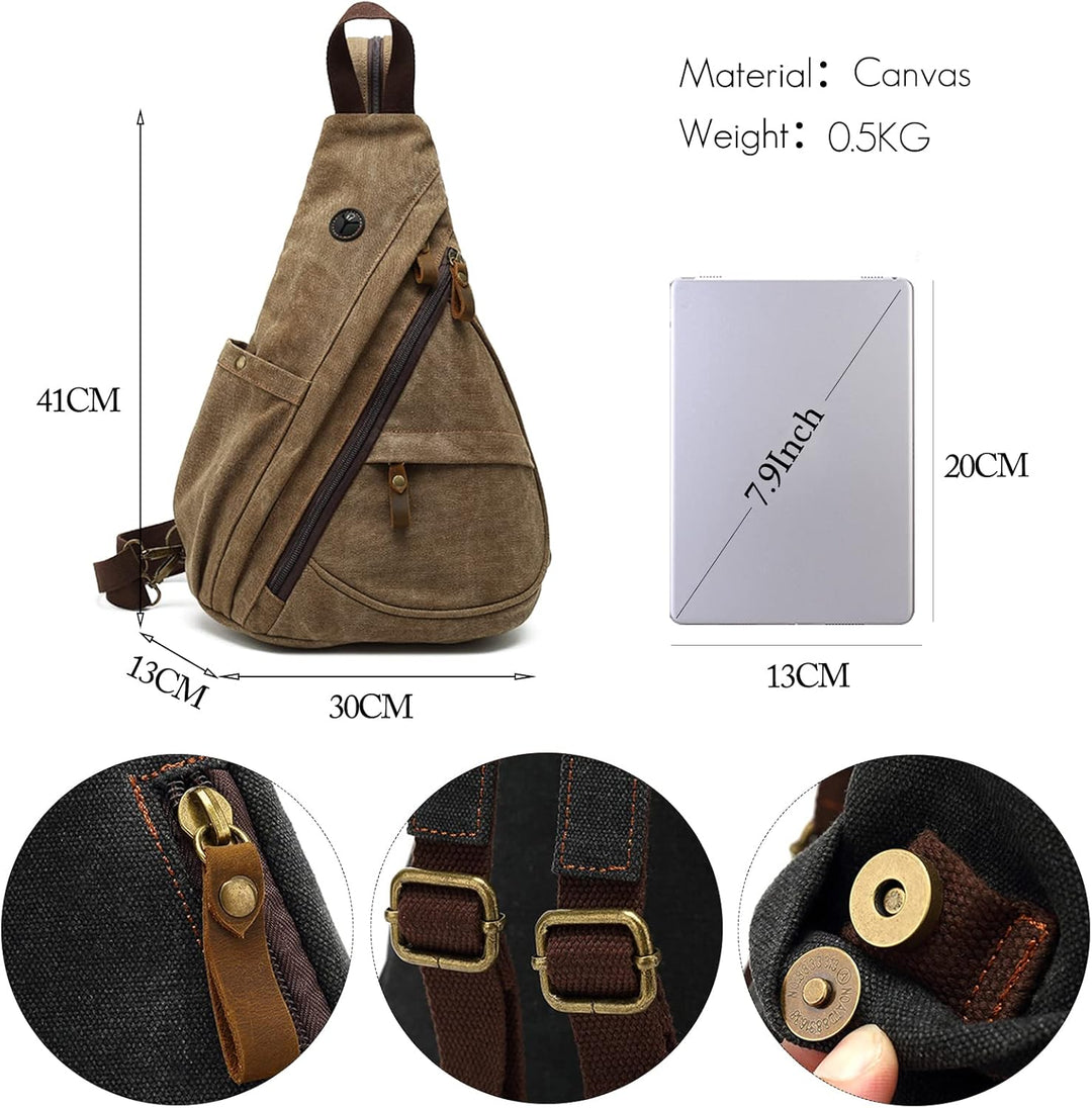 FANDARE Retro Brusttasche Sling Bag Herren Rucksack Damen Schulranzen Schulrucksack Schultertasche U