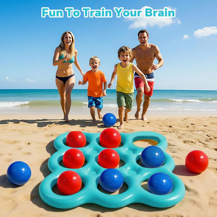 MoKo Tic-Tac-Toe Wasserspiel-Set für den Pool, Aufblasbare Pool-Schwimmhilfe mit 10 Bällen, Spiele f