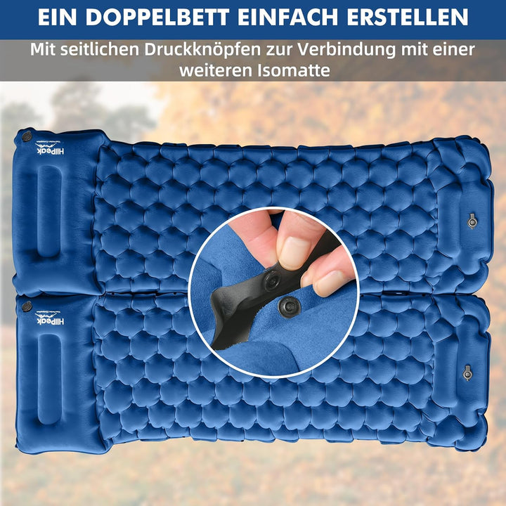 HiiPeak Isomatte – Suede Aufblasbare Camping matratze mit Integriertem Kopfkissen, Wasserdicht Luftm
