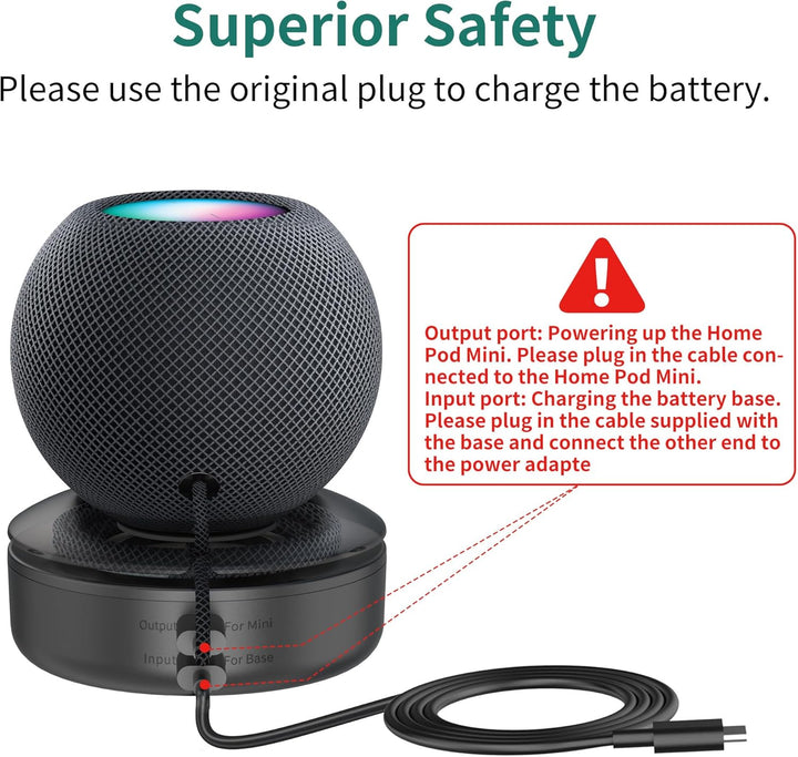 PlusAcc Akku Kompatibel mit HomePod Mini - Tragbare Ladestation Batterie Ständer Home Pod Mini Zubeh