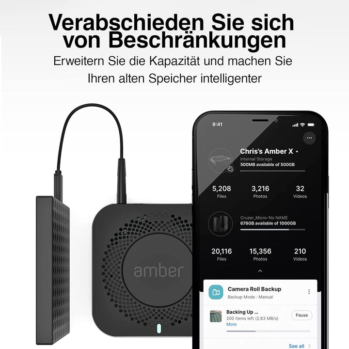 AMBER X Smart Persönliches Cloud-Speichergerät für Datenmedia-Dateien, integrierte 512 GB High-Speed