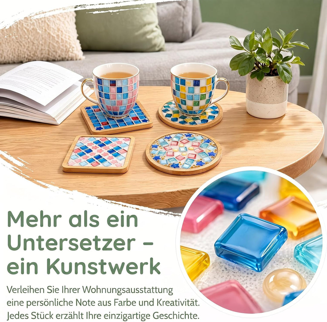 6 Stück DIY Mosaik Untersetzer Bastelset für Erwachsene Mosaik Untersetzer Mosaik-Untersetzer-Set (6