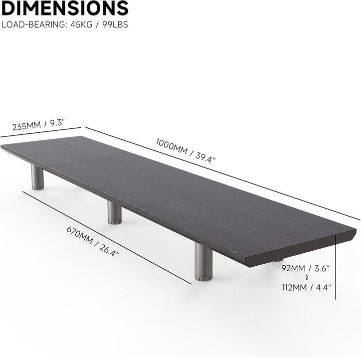 Fenge Grosser Monitorständer 100cm Dual Monitor Stands Riser mit Höhenverstellbarem Bein,Multifunkti