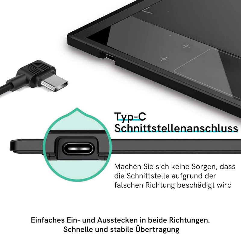 Grafiktablett VEIKK A30 V2 mit 4 Sensortasten und einem Gestenpad, 10x6 Zoll Pen Tablet mit Batterie