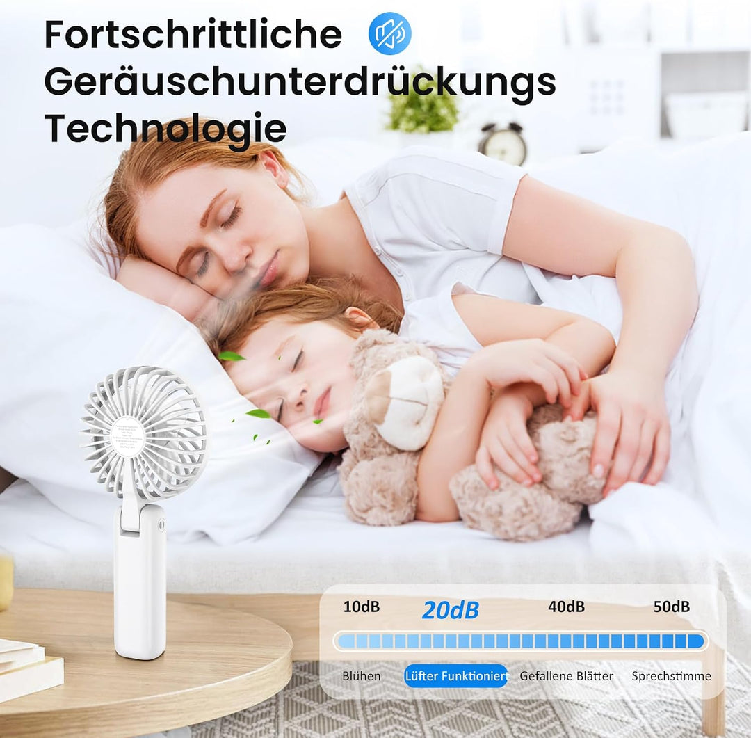 Handventilator, Mini Ventilator Tragbarer mit LCD Display &amp; 6 Stufen,Leiser USB Ventilator mit 4000m