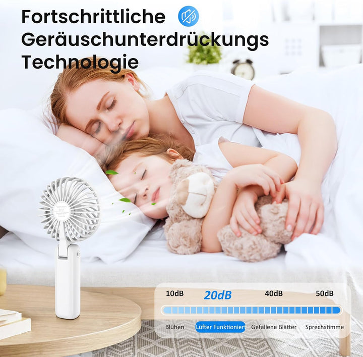 Handventilator, Mini Ventilator Tragbarer mit LCD Display &amp; 6 Stufen,Leiser USB Ventilator mit 4000m