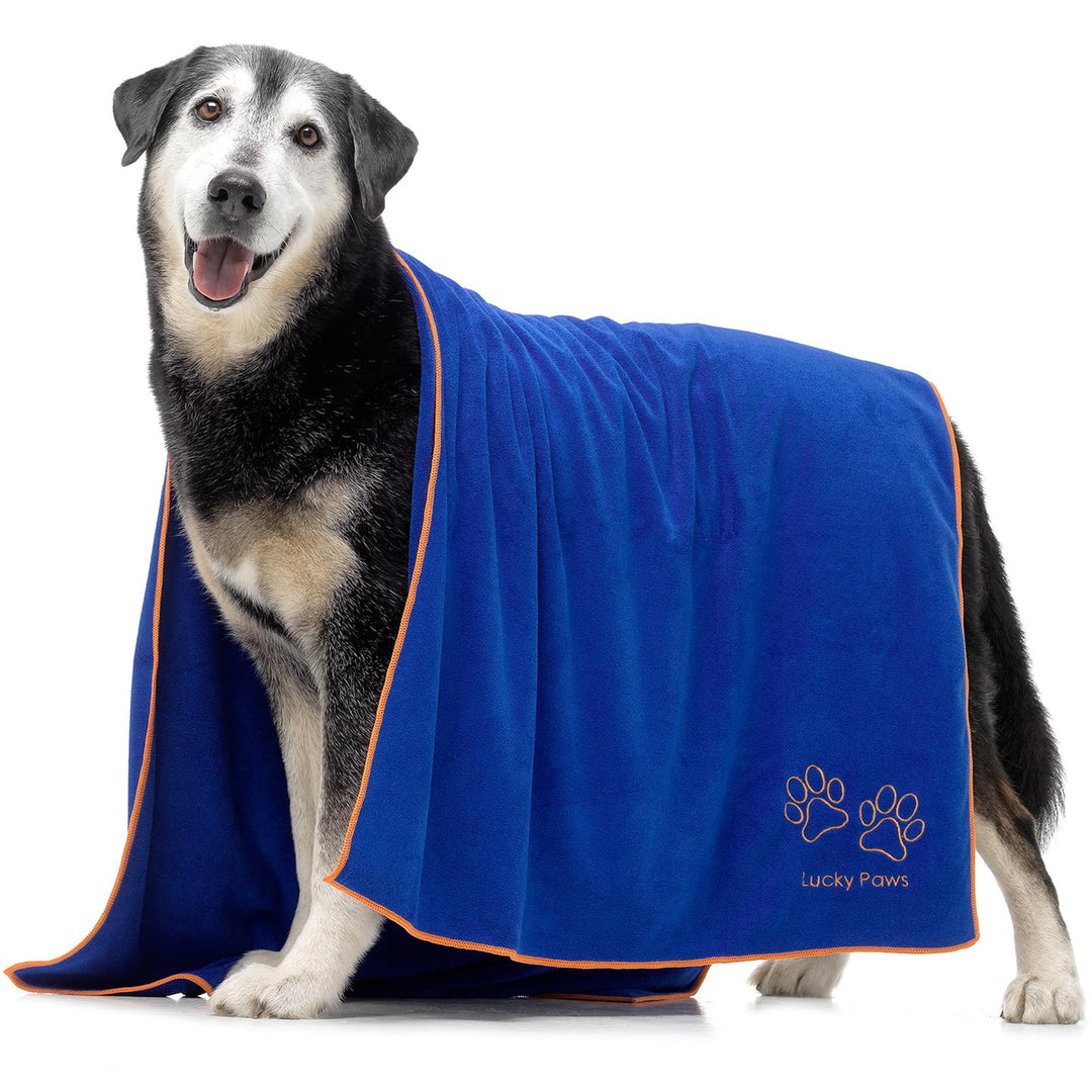 Lucky Paws® Hundehandtuch - 140x70cm XL Hundehandtuch extra saugfähig - schnell trocknend, luxuriös