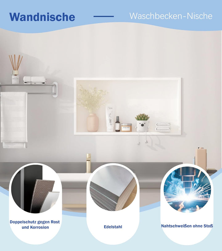 Edelstahl Wandnische für Dusche – Einzelne wandmontierte wasserdichte Duschablage, passend für vorha