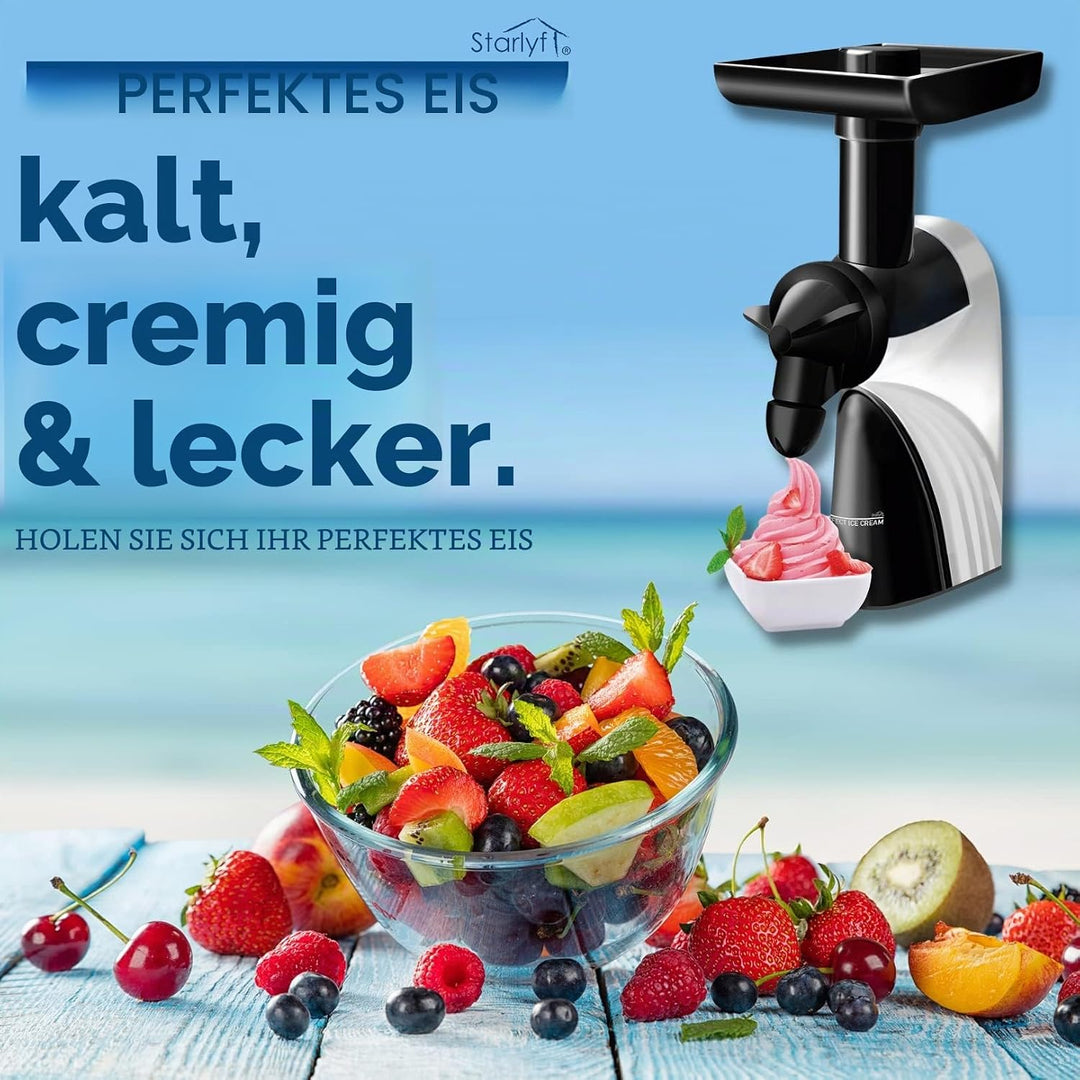 Eisdessertmaschine STARLYF Perfect Ice Cream, Eismaschine mit Frucht, Sehr Einfach zu Verwenden, 100