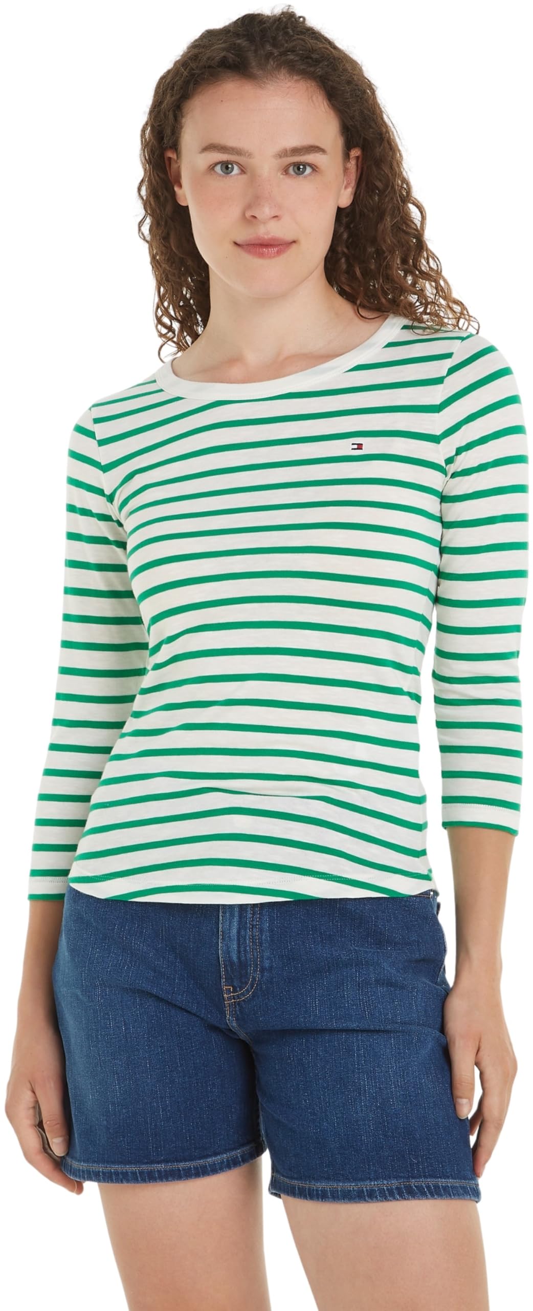 Tommy Hilfiger Ww0ww37861 Frau S Grün (Breton Ecru/Olympic Green), S Grün (Breton Ecru/Olympic