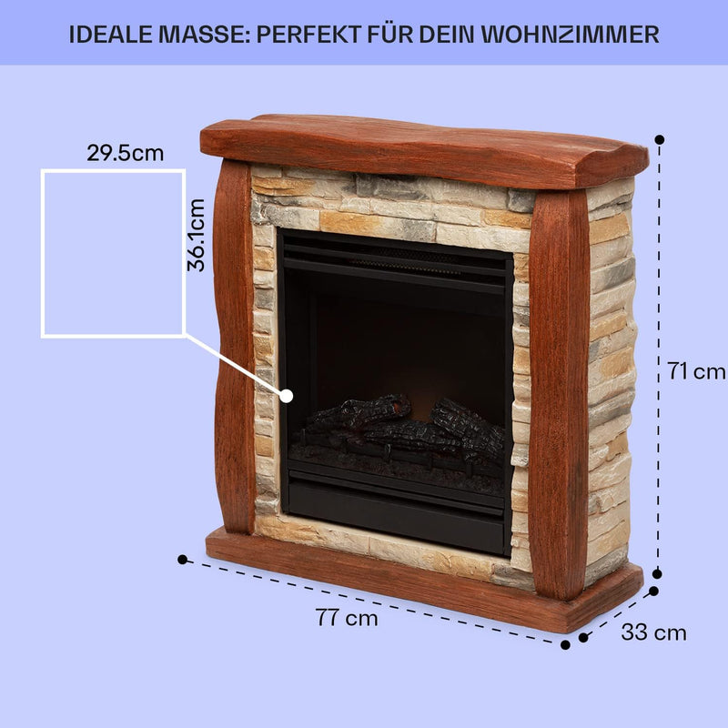 Klarstein Lienz Elektrischer Kamin mit LED-Flammeneffekt, 1800 W, 2 Heizstufen: 900/1800 W, OpenWind