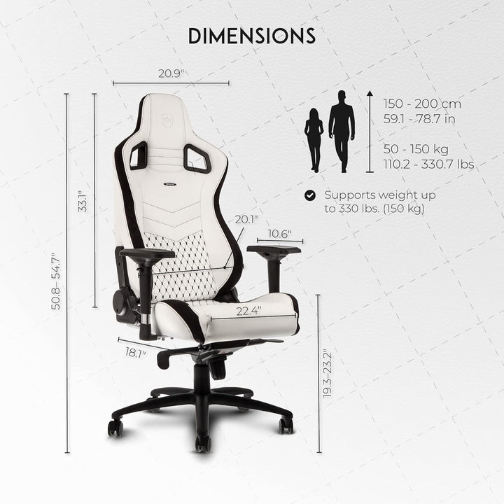 noblechairs Epic Gaming Stuhl - Bürostuhl - Schreibtischstuhl - PU-Kunstleder - Inklusive Kissen - W