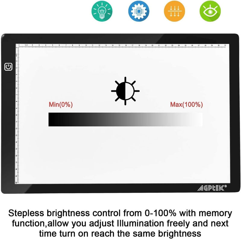 IMAGE Leuchttisch A4 Led Pad magnetisches Zeichenbrett dimmbarer Leuchtkasten Copy Board zum Zeichne