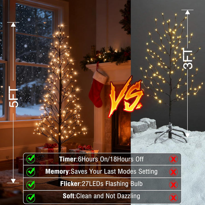 1.5M im Freien künstlichen Baum enthält 27 LED Warmweisse Blinkende Glühbirne - 216 LED Pre lit Weih