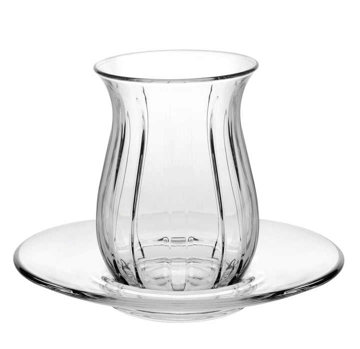Pasabahce 96572 Linka Teeset 140 ml | 12-teilig (6 Teegläser mit Untersetzern) | Schlicht & elegant