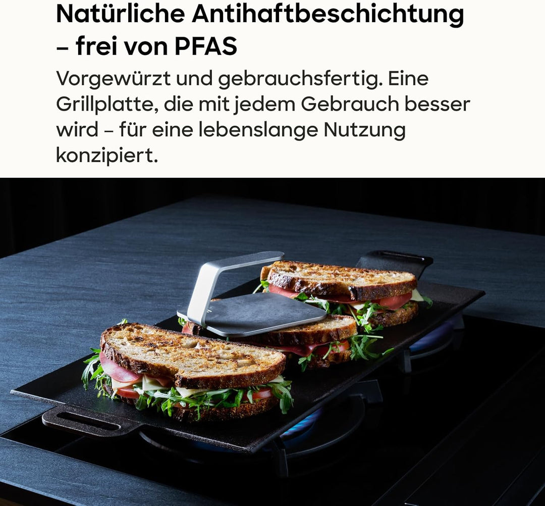 Gastrotools Grillplatte Induktion 62x27 cm – Profi Carbonstahl Teppanyaki/Plancha Grillplatte für In